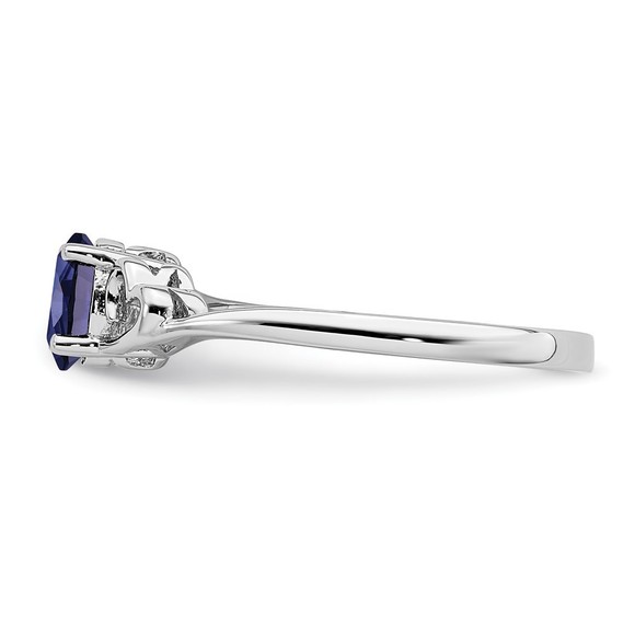 925 Sterling Silver Rhodium-plated Created Sapphire September Birthstone Ring, 6